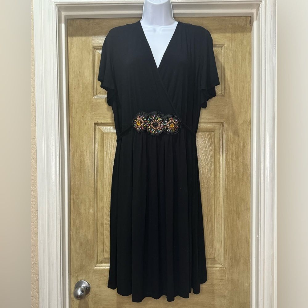 Lane Bryant Black Dress Bead Front Tie at Waist 18/20